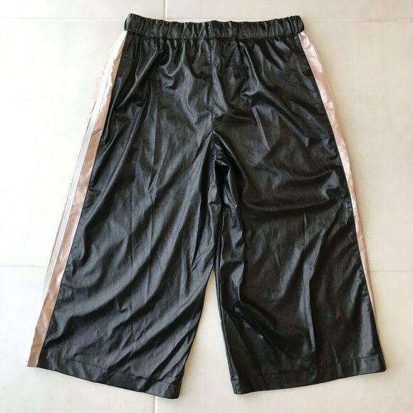 Bebe Vegan Leather High Waist Tuxedo Stripe Culottes Pants - Picture 9 of 12